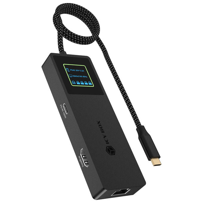 ICY BOX 61216 Spade Dock 4038 Docking Station USB 3.2 Gen 2 Type-C 10 Gbit-s HDMI 2.0 4K Ethernet 1000 Mbit-s Alimentazione USB 100 W colore Nero