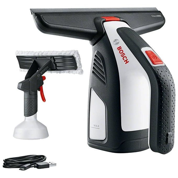 Bosch 06008B7200 GlassVAC Solo Plus Lavavetri Aspiragocce Elettrico a Batteria Autonomia 35 Finestre Tecnologia Tergicristallo Bosch Capacita' Serbatoio 100 ml Peso 0.7 Kg colore Nero