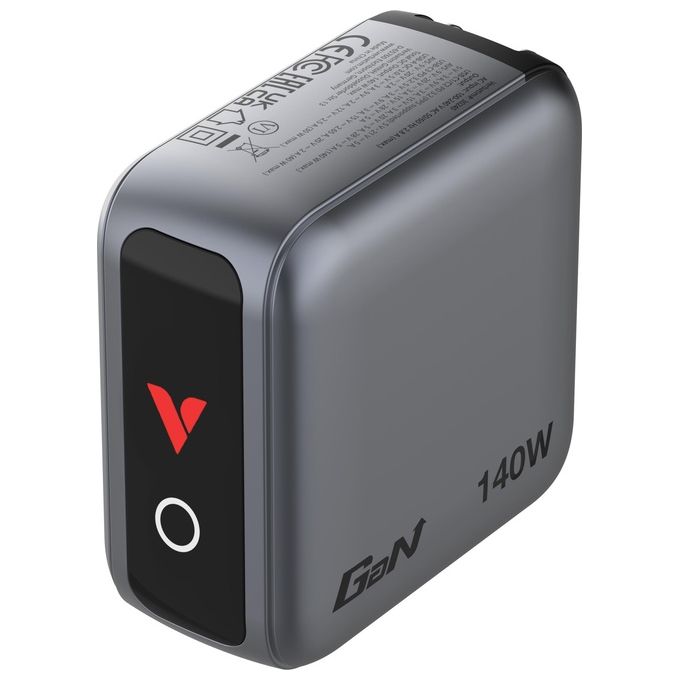 Verbatim 30240 Caricabatterie Universale Mini GaN 140W con Display 3 Porte USB Tipo C 1 Porta USB Tipo A Ricarica Rapida Power Delivery 3.0 Quick Charge 3.0 colore Nero