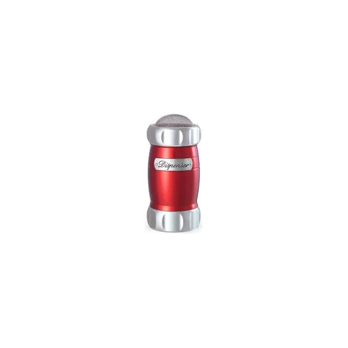 Marcato DI-RSO Dispenser per Farina Zucchero a Velo e Cacao in Lega di Alluminio Anodizzato Acciaio Inox e Acciaio Cromato colore Rosso