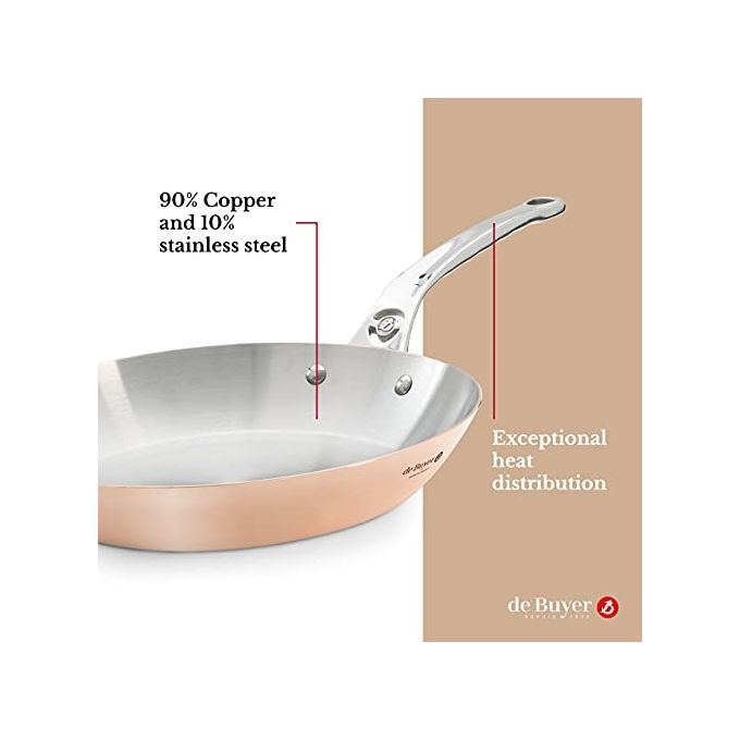 De Buyer 6224.32 Prima Matera Padella Multiuso in Rame e Acciaio inox Diametro 32 cm colore Acciaio inox Rame