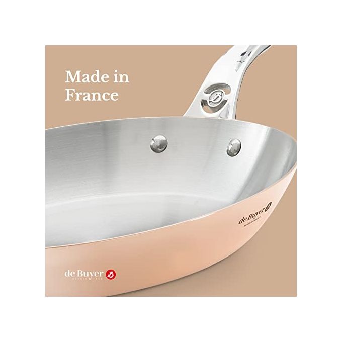 De Buyer 6224.32 Prima Matera Padella Multiuso in Rame e Acciaio inox Diametro 32 cm colore Acciaio inox Rame