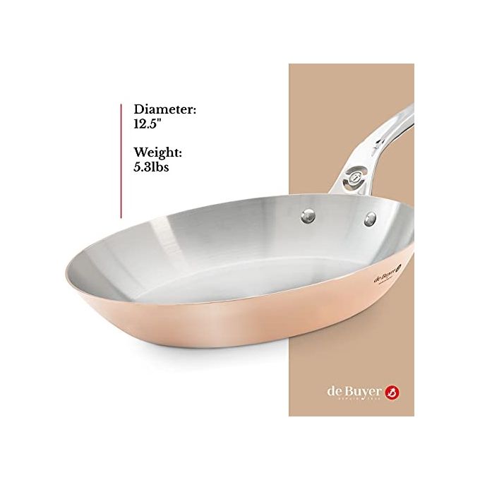 De Buyer 6224.32 Prima Matera Padella Multiuso in Rame e Acciaio inox Diametro 32 cm colore Acciaio inox Rame