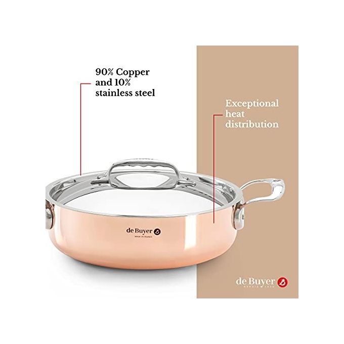 De Buyer Prima Matera Pentola Rame-Inox Bassa 24cm per Induzione