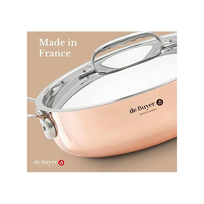 De Buyer Prima Matera Pentola Rame-Inox Bassa 24cm per Induzione