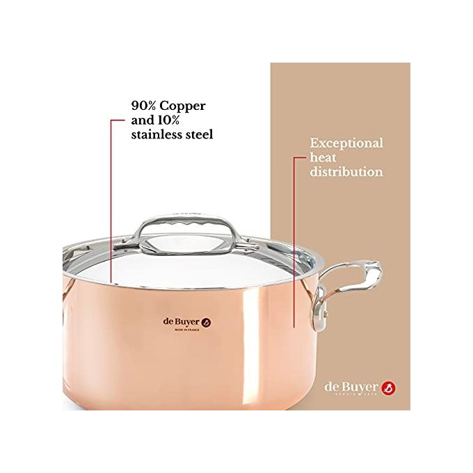 De Buyer Prima Matera Pentola per Arrosti Rame-Inox 28cm per Induzione