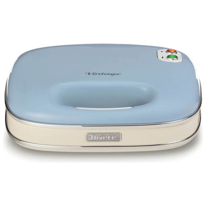 Ariete 00C196305AR0 Linea Vintage 1963 Sandwich Maker 750 W Piastre Fisse Rivestimento Antiaderente Colore Azzurro