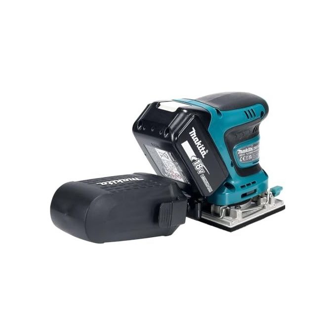 Makita DBO484Z Levigatrice Orbitale a Batteria 18 V 11000-14000 OPM con Velocita' Regolabile e Sistema Velcro colore Nero Blu