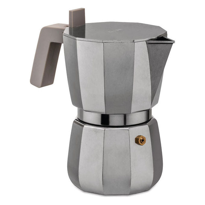 Alessi DC06-3 Moka Caffettiera Espresso 3 Tazze 15 cl Alluminio Design David Chipperfield colore Grigio