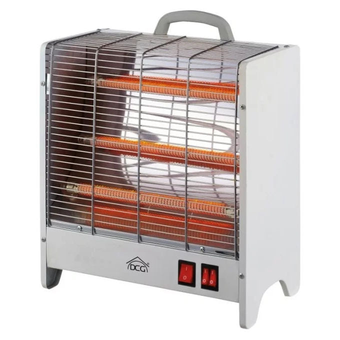 DCG Eltronic - PTC9525 - Stufa elettrica in ceramica PTC, potenza 1 200 W, 2 livelli di calore, termostato regolabile, protezione anti-ribaltamento e surriscaldamento, Bianco