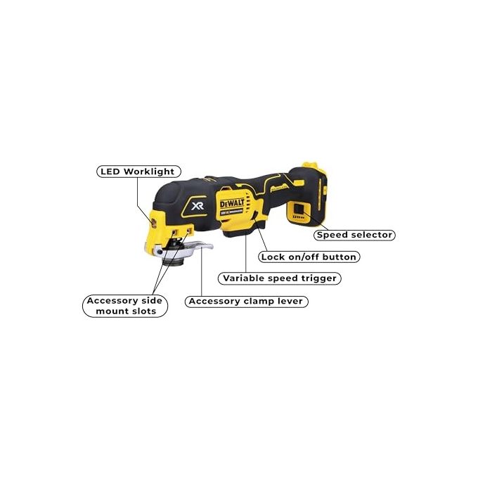 DEWALT DCS356N-XJ Utensile Multifunzione Oscillante 18V con Motore Brushless e 3 Velocita' Regolabili colore Nero Giallo