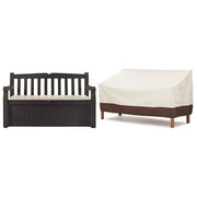 Keter Cassapanca Baule Portattrezzi da esterno Eden Bench Marrone 265 litri con Ventilazione Resistente agli Agenti Atmosferici