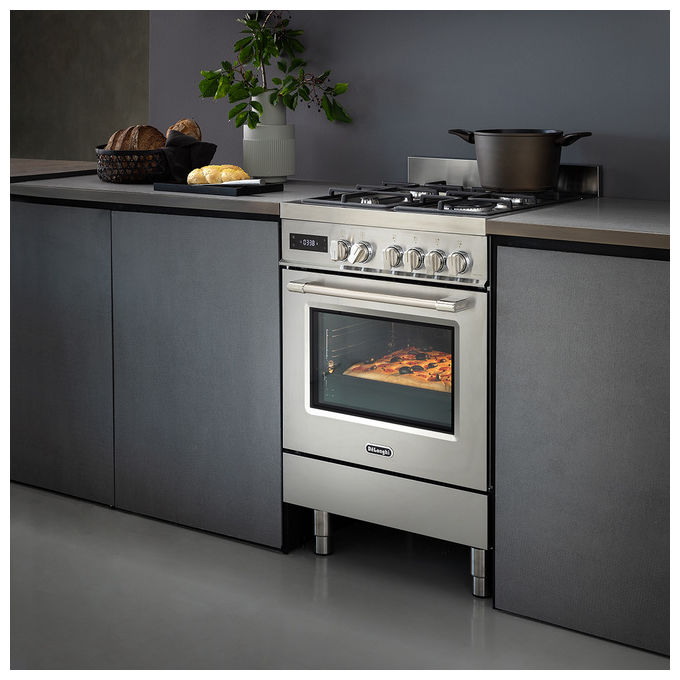 De'Longhi DEMX 96 SG Cucina a Gas 5 Fuochi Forno Elettrico Multifunzione 83 L Classe A (88,7x90x60 cm) colore Inox