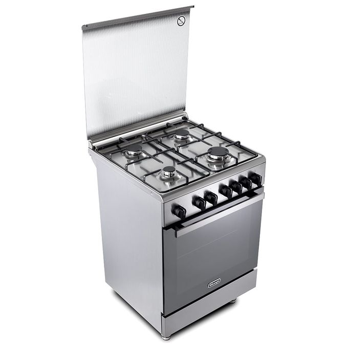 De'Longhi DGX 64 LSG Cucina a Gas 4 Fuochi 60 cm Forno a Gas Statico 71 L Grill Elettrico Valvola Sicurezza Classe A (87x60x60 cm) colore Inox