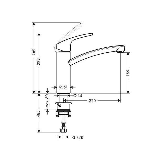 Hansgrohe HG31806000 Focus M41 Miscelatore monocomando da cucina 160 mm altezza uscita acqua 360° rotazione 1 getto colore Cromo