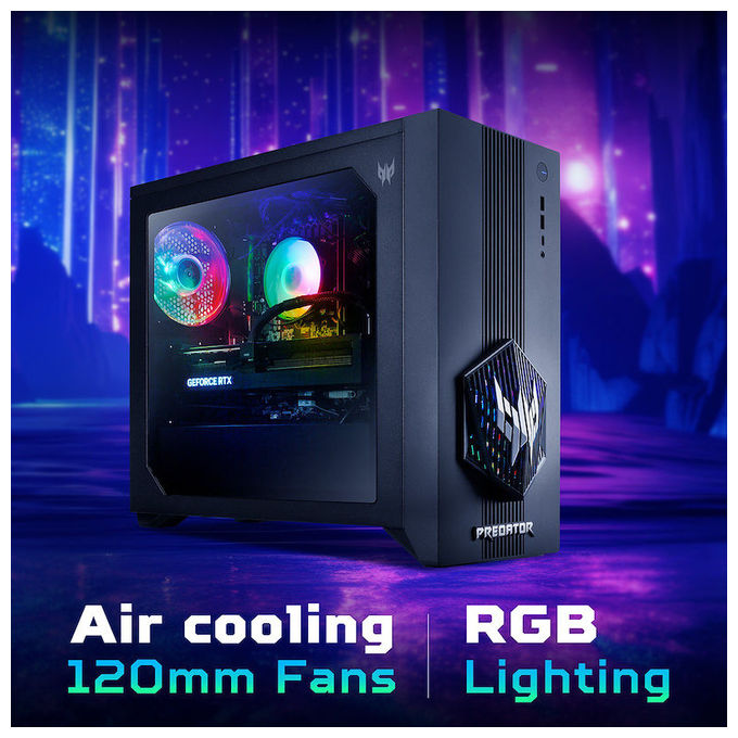 Acer, PC Desktop Gaming Predator Orion 3000 PO3-665 H810, Intel Core Ultra 7, RTX 5070, 16GB RAM, 1TB SSD, Nero