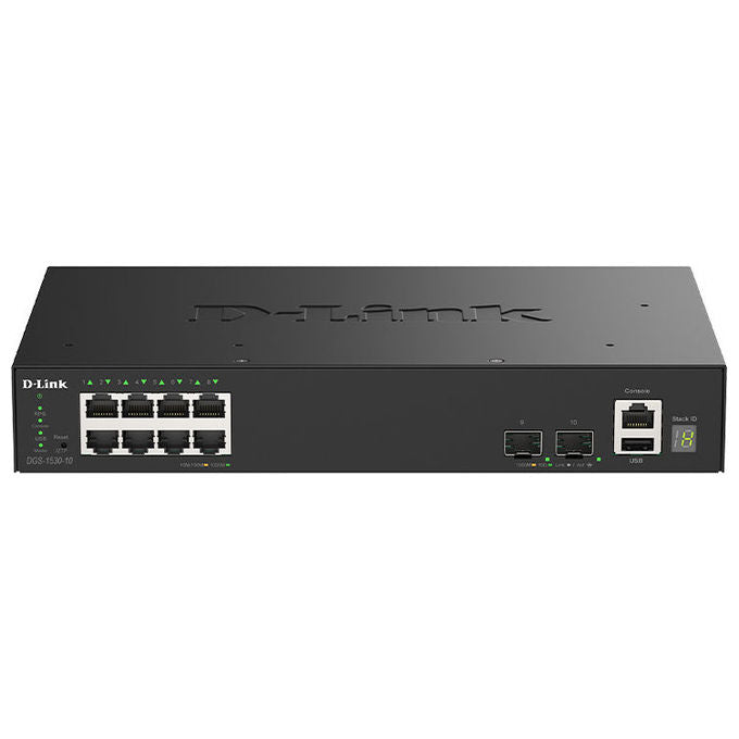 D-Link switch smart managed gigabit DGS-1530-10-E 8 porte Gigabit 2 porte SFP+ 10G Layer 2 rack e desktop colore nero