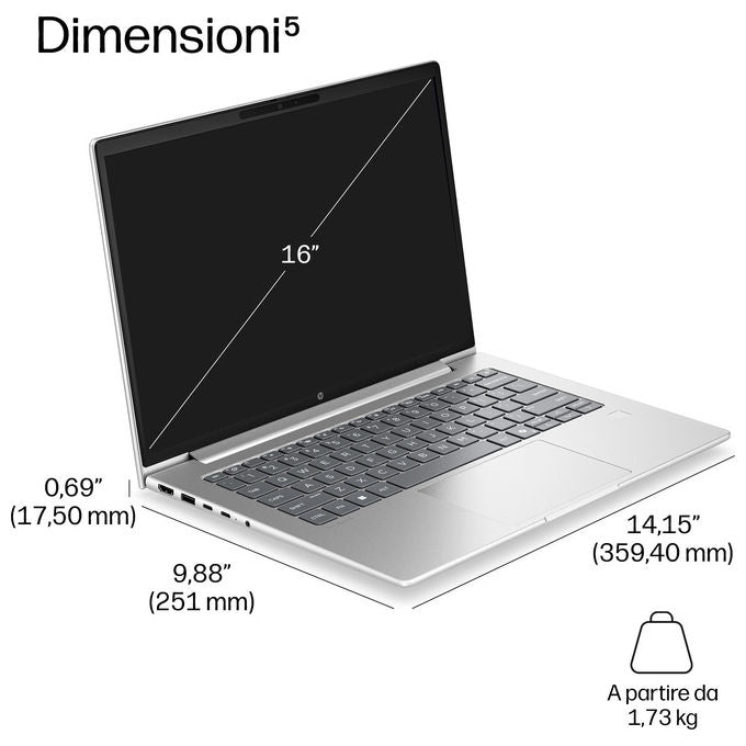 HP DL5L3AT#ABZ ProBook 4 G2i Notebook Intel Core Ultra 7 32 GB RAM 1 TB SSD Wi-Fi 7 16'' Windows 11 Pro colore Pike silver