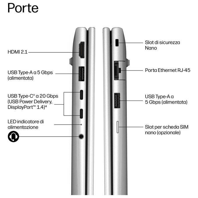 HP DL5L3AT#ABZ ProBook 4 G2i Notebook Intel Core Ultra 7 32 GB RAM 1 TB SSD Wi-Fi 7 16'' Windows 11 Pro colore Pike silver