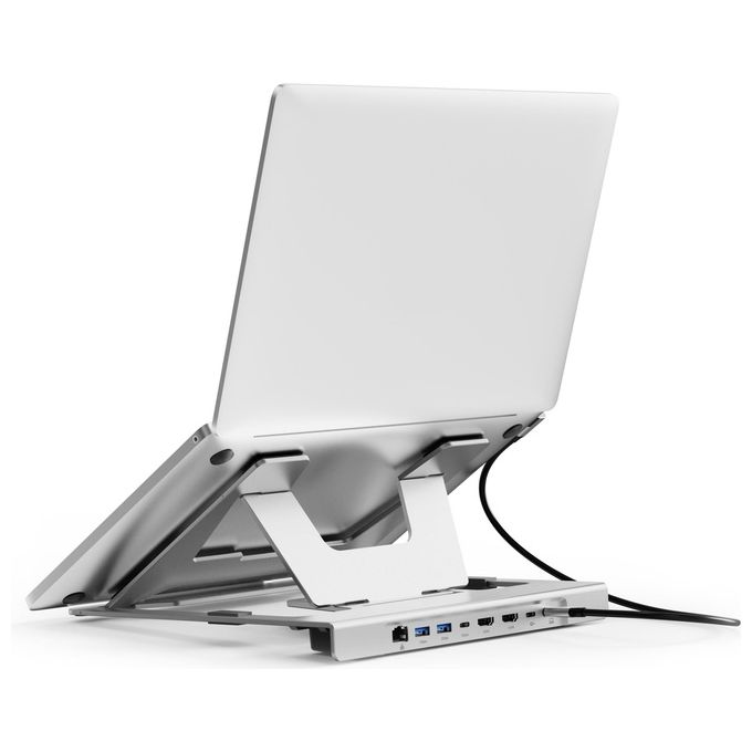 Conceptronic DONN35S Supporto x Notebook con Docking Station 7in1 Dual HDMI 4K60Hz 100W USB PD USB-C 5Gbps USB-A 5Gbps x2 GbE colore Nero