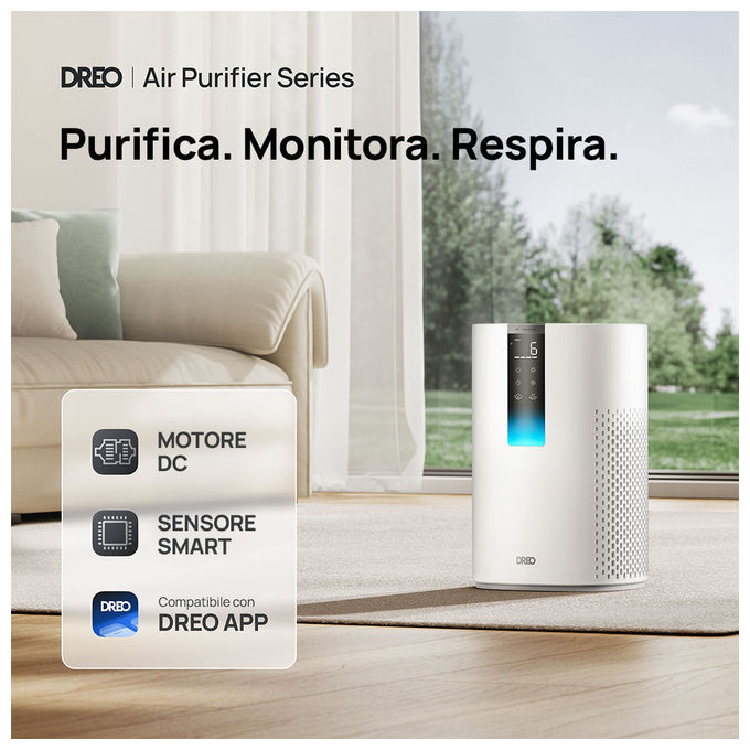 Dreo DR-HAP005S Macro 605S Purificatore d'aria per ambienti fino a 82 m² Filtro HEPA 35 dB colore Bianco