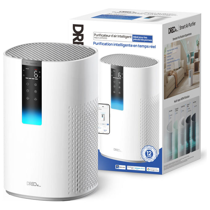 Dreo DR-HAP005S Macro 605S Purificatore d'aria per ambienti fino a 82 m² Filtro HEPA 35 dB colore Bianco