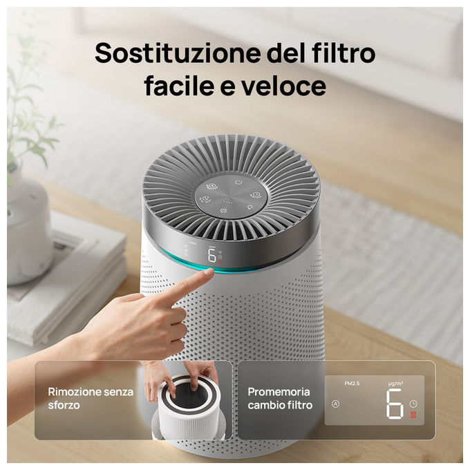 Dreo DR-HAP006 TurboSilent 606 Purificatore d'aria per ambienti fino a 70 m² Filtrazione HEPA 25 dB colore Bianco