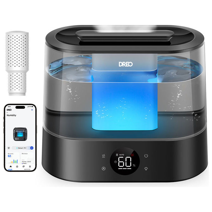 Dreo DR-HHM010S Umidificatore Smart 4L con App Alexa e Sensore di Umidita' Nebbia Fredda 36h Autonomia 28dB colore Nero
