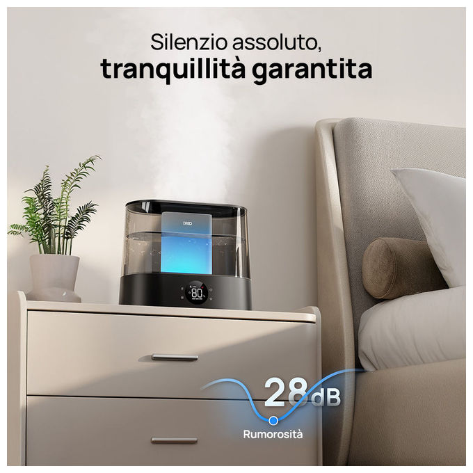 Dreo DR-HHM010S Umidificatore Smart 4L con App Alexa e Sensore di Umidita' Nebbia Fredda 36h Autonomia 28dB colore Nero