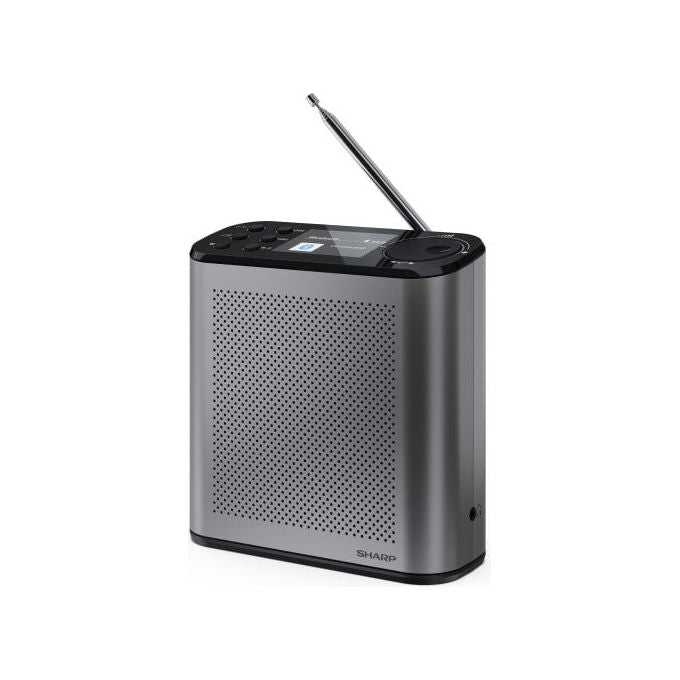 Sharp, Radio Digitale Portatile DAB-DAB+ con Bluetooth 5.3, Grigio Tempesta