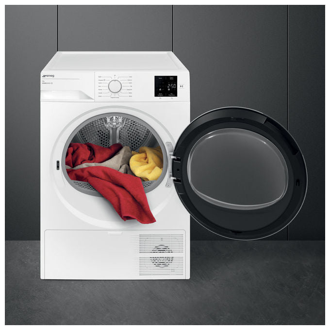 Smeg DRC08EE Asciugatrice Pompa di Calore 8 Kg Classe E 15 Programmi Sensore Umidita' 64 dB (84.6x59.8x54.6 cm) colore Bianco