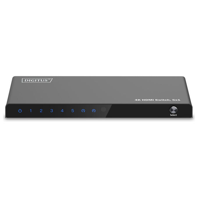 Digitus switch HDMI 5x1, 4K 60Hz, HDR, HDCP 2.2, 18 Gbps, telecomando incluso, DS-55332