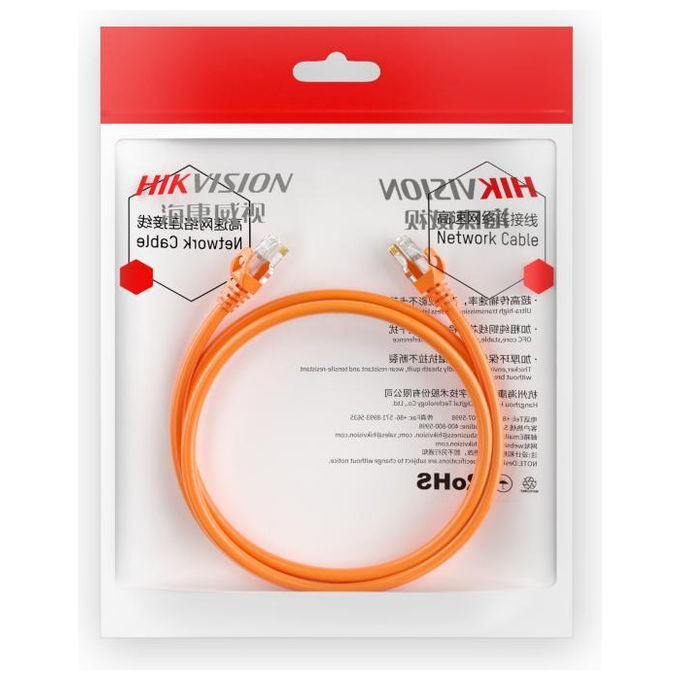 Hikvision, Cavo di Rete Cat.6 U-UTP, 1m, Arancia, DS-1NP6UEC0Ç400634