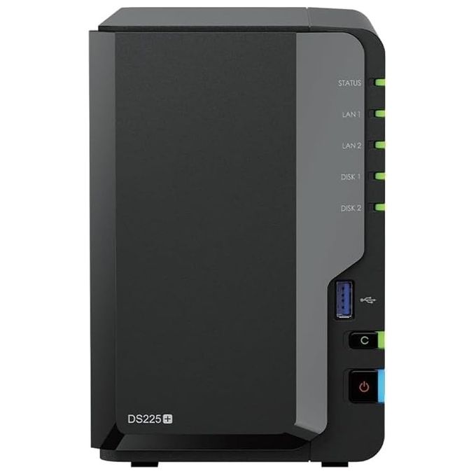 Synology DS225+ NAS Desktop 2 Bay Intel Celeron J4125 2 GB DDR4 SATA RAID 1GbE 2.5GbE Synology DSM colore Nero