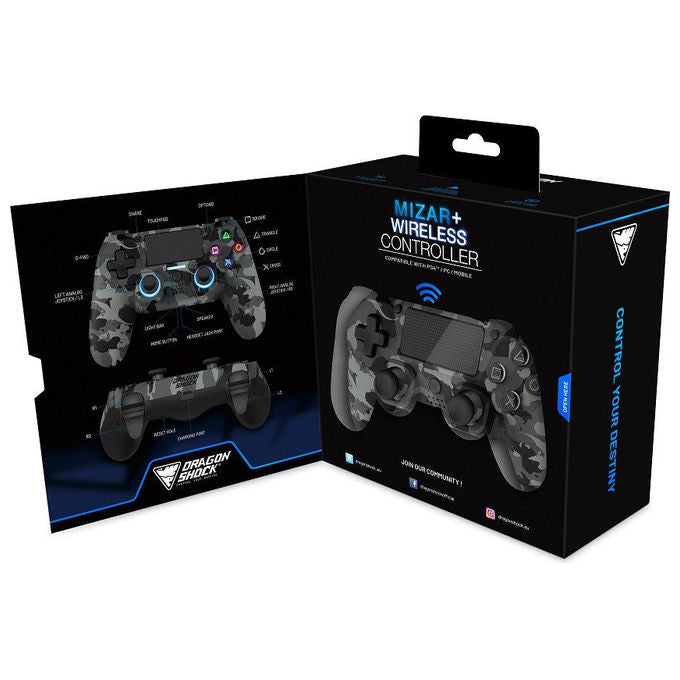 DragonShock Controller Wireless Bluetooth Grigio Camo Per PS4 PC e Mobile