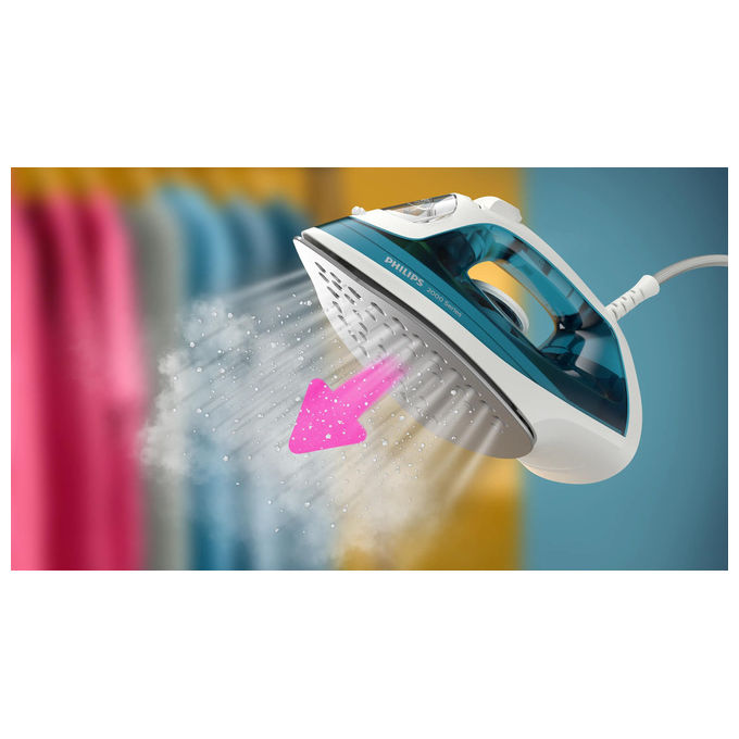Philips DST2010-90 Serie 2000 Ferro da Stiro a Vapore 2000W Piastra Antiaderente Vapore 25 g-min colpo vapore 100 g-min colore Bianco