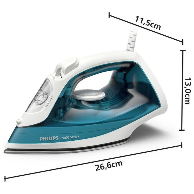 Philips DST2010-90 Serie 2000 Ferro da Stiro a Vapore 2000W Piastra Antiaderente Vapore 25 g-min colpo vapore 100 g-min colore Bianco