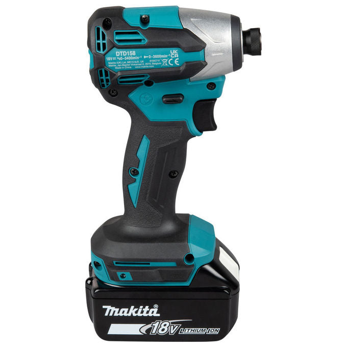 Makita DTD158Z Avvitatore a percussione 18 V 170 Nm 1 4 pollici 125 x 81 x 251 mm colore Nero Blu