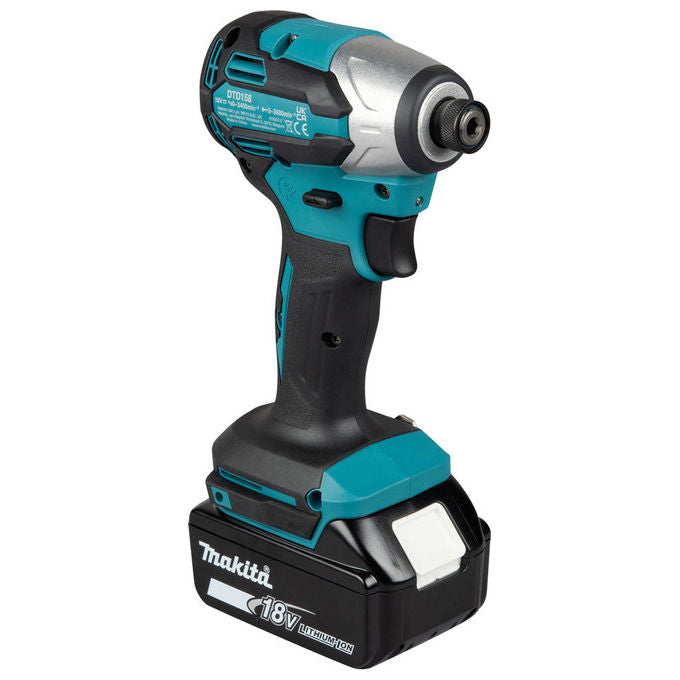 Makita DTD158Z Avvitatore a percussione 18 V 170 Nm 1 4 pollici 125 x 81 x 251 mm colore Nero Blu