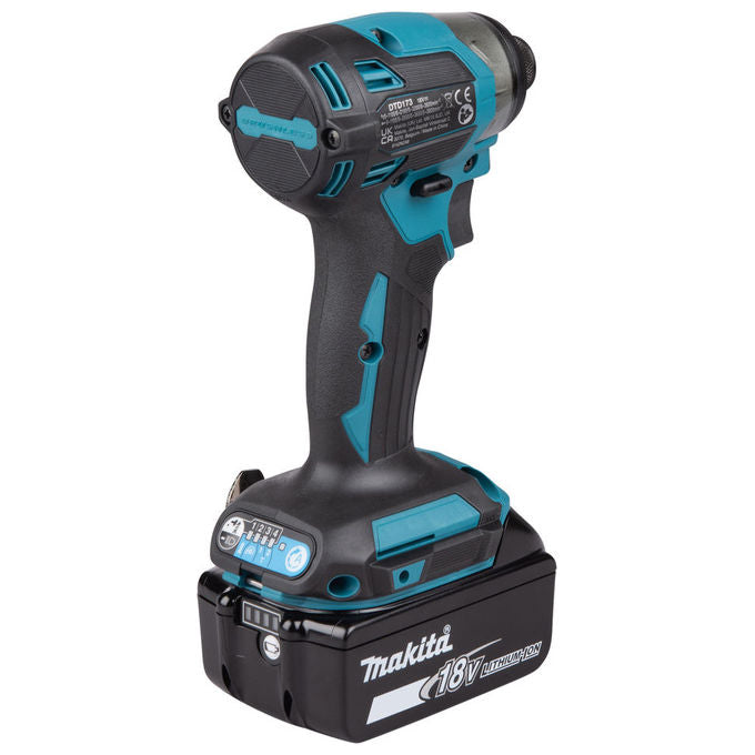 Makita DTD173RTJ Cacciavite elettrico e avvitatore a impulso 3600 Giri-min 18 V 5 Ah Batteria al Litio 2 pezzi inclusi colore Nero Blu