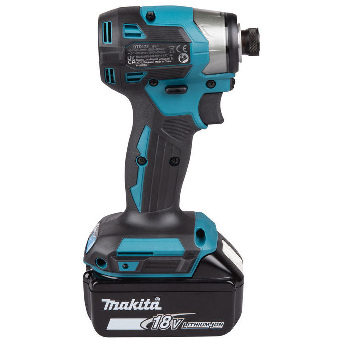 Makita DTD173RTJ Cacciavite elettrico e avvitatore a impulso 3600 Giri-min 18 V 5 Ah Batteria al Litio 2 pezzi inclusi colore Nero Blu