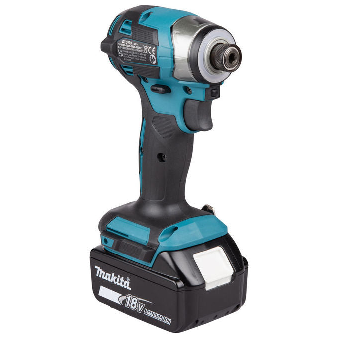 Makita DTD173RTJ Cacciavite elettrico e avvitatore a impulso 3600 Giri-min 18 V 5 Ah Batteria al Litio 2 pezzi inclusi colore Nero Blu