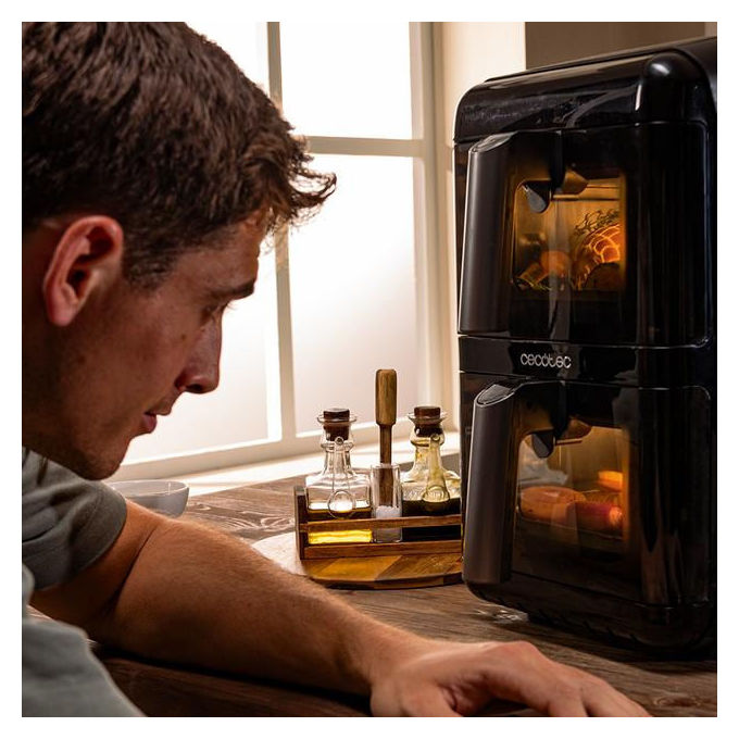 Cecotec A01EU01109325 Cecofry DuoLevel 12000 Window Friggitrice ad aria 12 L 2900 W 2 Cestelli 10 Programmi Touch colore Nero