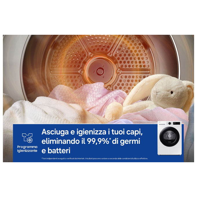 Samsung DV80DG52B0AEET Crystal EcoDry Asciugatrice Pompa di Calore 8 Kg Classe C Wi-Fi OptimalDry (85x60x60 cm) colore Bianco