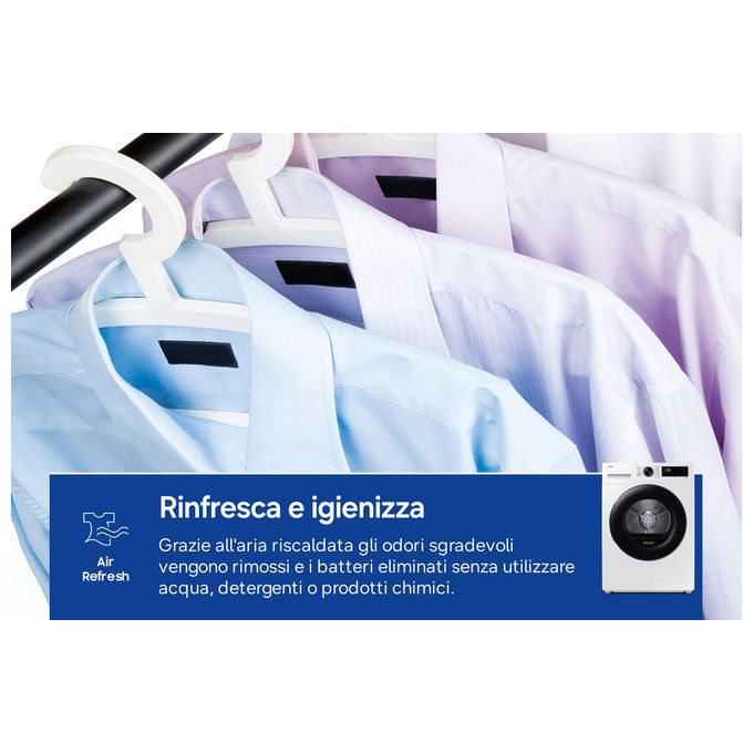 Samsung DV80DG52B0AEET Crystal EcoDry Asciugatrice Pompa di Calore 8 Kg Classe C Wi-Fi OptimalDry (85x60x60 cm) colore Bianco