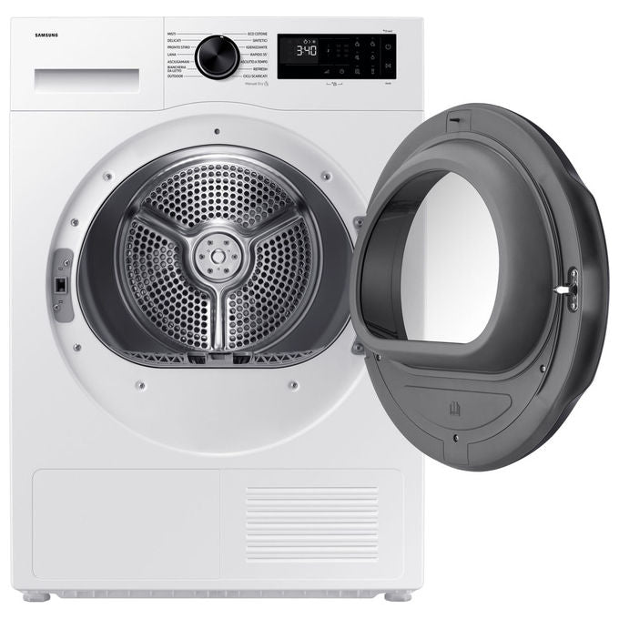 Samsung DV80DG52B0AEET Crystal EcoDry Asciugatrice Pompa di Calore 8 Kg Classe C Wi-Fi OptimalDry (85x60x60 cm) colore Bianco