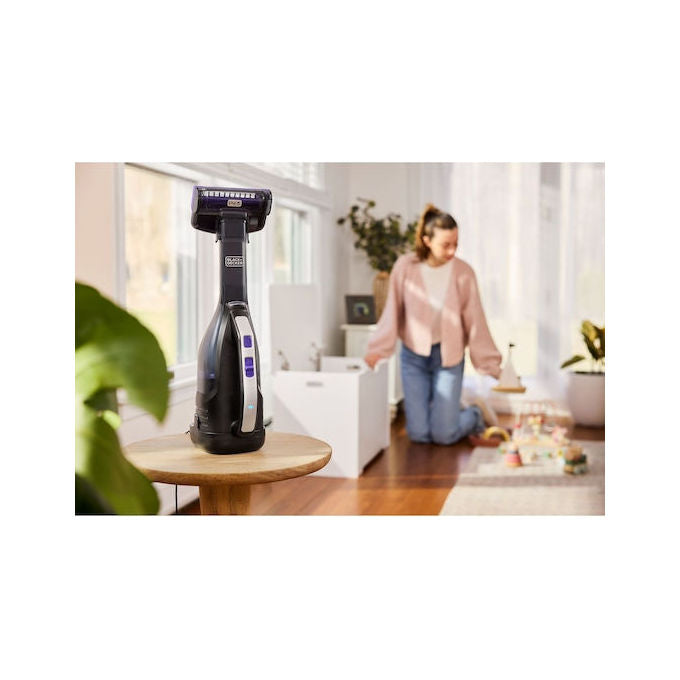 BLACK+DECKER DVD320BP Aspirabriciole Pet Senza Sacchetto con Luci LED 12V 22W Batteria Litio colore Nero