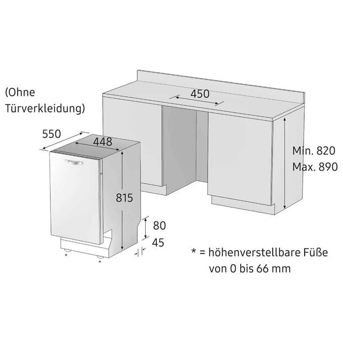 Samsung DW50R4060BB Lavastoviglie Incasso Slim 9 coperti Classe E 44 dB AquaStop Auto Open (82x45x55 cm) colore Nero