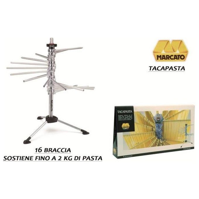 Marcato 23392 Tacapasta Stendipasta in Plastica e Acciaio con 16 Bracci Capacita' 2 kg Apertura a Ventaglio colore Blu