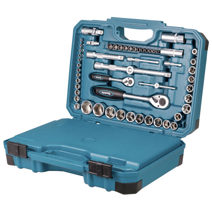 Makita E-17980 Set di Strumenti Meccanici 231 Pezzi con Chiavi Combinazione Chiave a Brugola Torx Cricchetto Prolunghe 1-4 1-2 mm Colori Blu Metallico